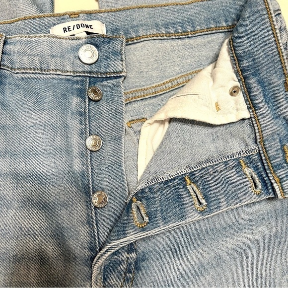 ReDone Comfort Stretch High Rise Button Fly Distressed Stove Pipe Jeans Women 31 - Picture 13 of 15